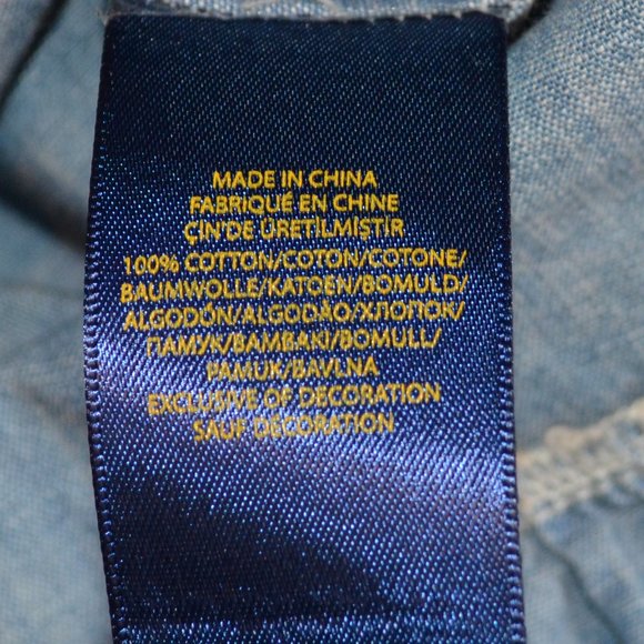 Sz 10 Girls Polo Ralph Lauren Chambray Western Boho Shirt Dress - Picture 9 of 10